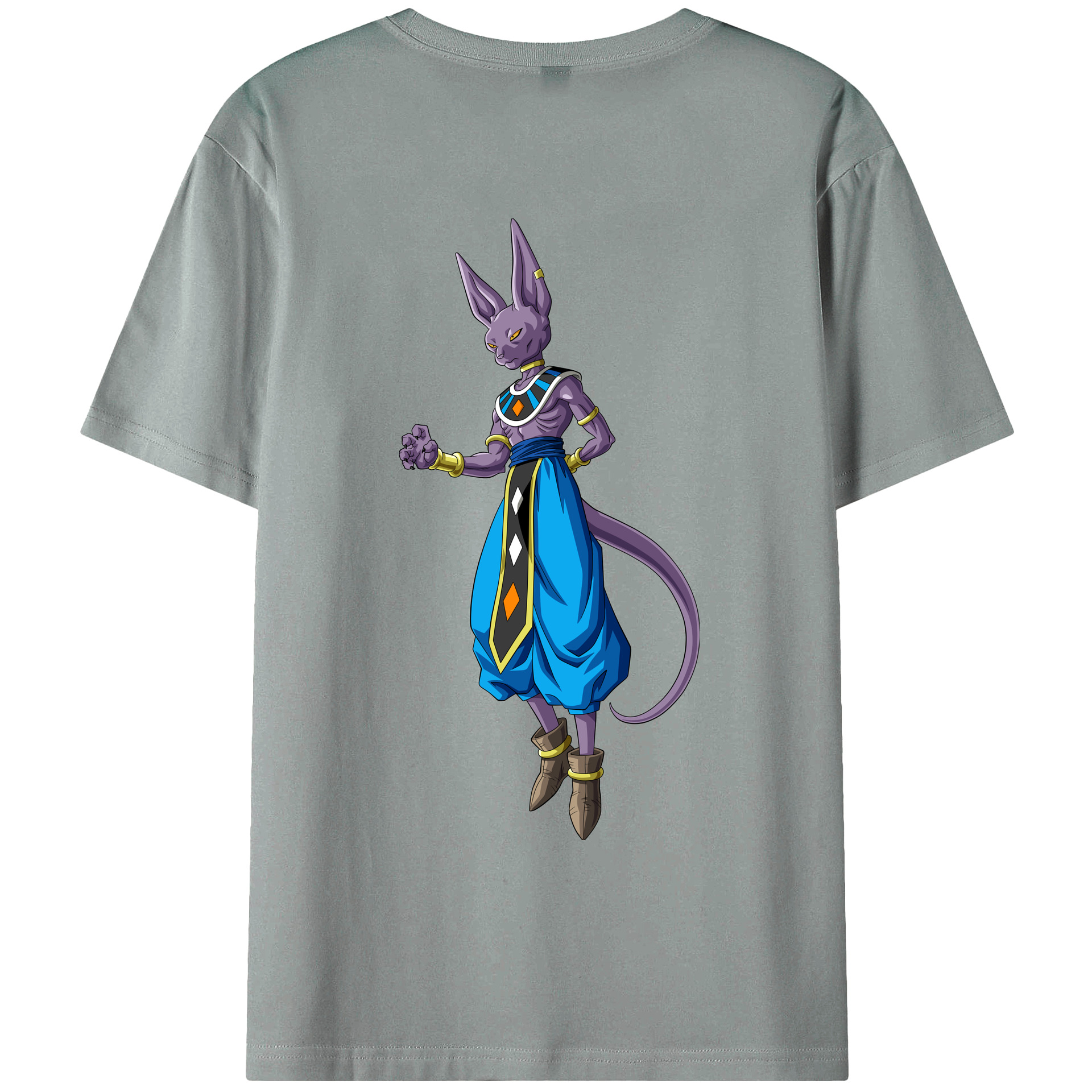 （画像用） ドラゴンボール ビルス 破壊神ビルス DRAGON BALL Beerus Birusu 綿100％ メンズ半袖Tシャツ（バックプリント） 通気性